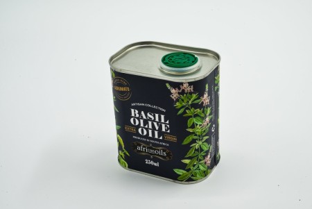 Olivenolje: Olivenolje smaksatt med basilkum, African Oils, 200 ml.